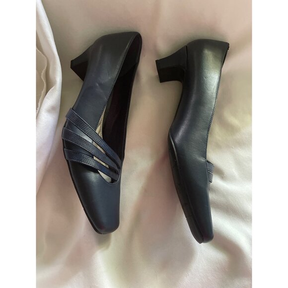 Easy Street Womens Navy Heels Square Toe Block Heel Comfort Shoes Size 11 - Picture 3 of 7